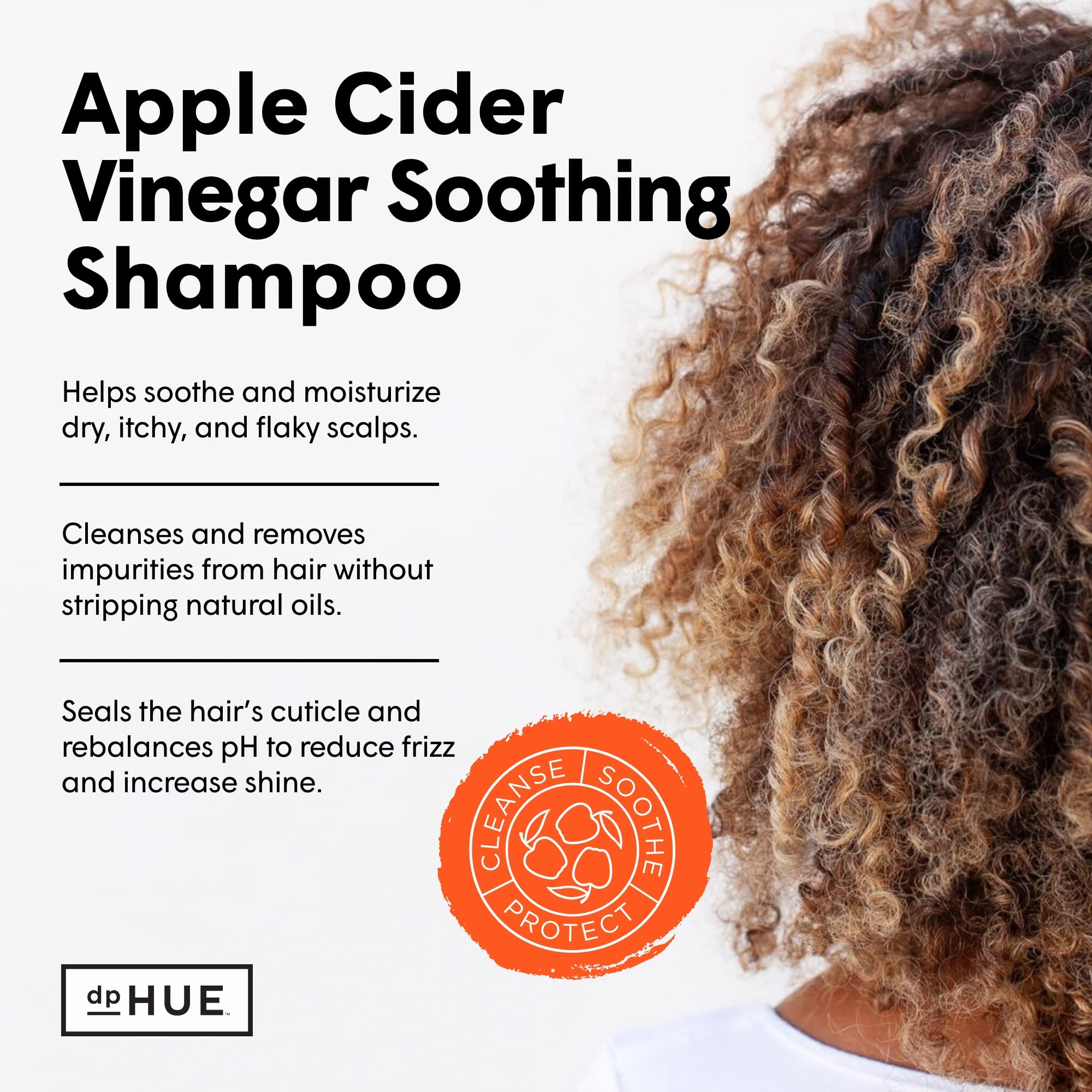 dpHUE ACV Soothing Shampoo, 8.5 oz - Sulfate Free Dry Scalp Shampoo For Color Treated Hair With Apple Cider Vinegar, Ginger Root, Lavender and Aloe